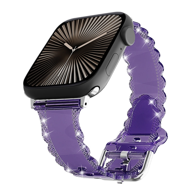 Diamond Texture Lace Clear TPU Watch Band, For Apple Watch Series 10 46mm, For Apple Watch Series 10 42mm, For Apple Watch SE 2023 44mm, For Apple Watch SE 2023 40mm